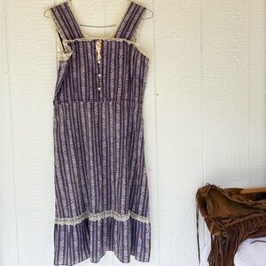 Vintage Floral Striped Purple Dress faded